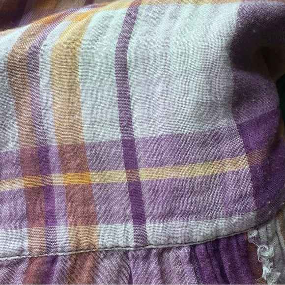 Free People Olivia Plaid Button Down Shirt Size Small Oversized 100% Cotton - Picture 10 of 13